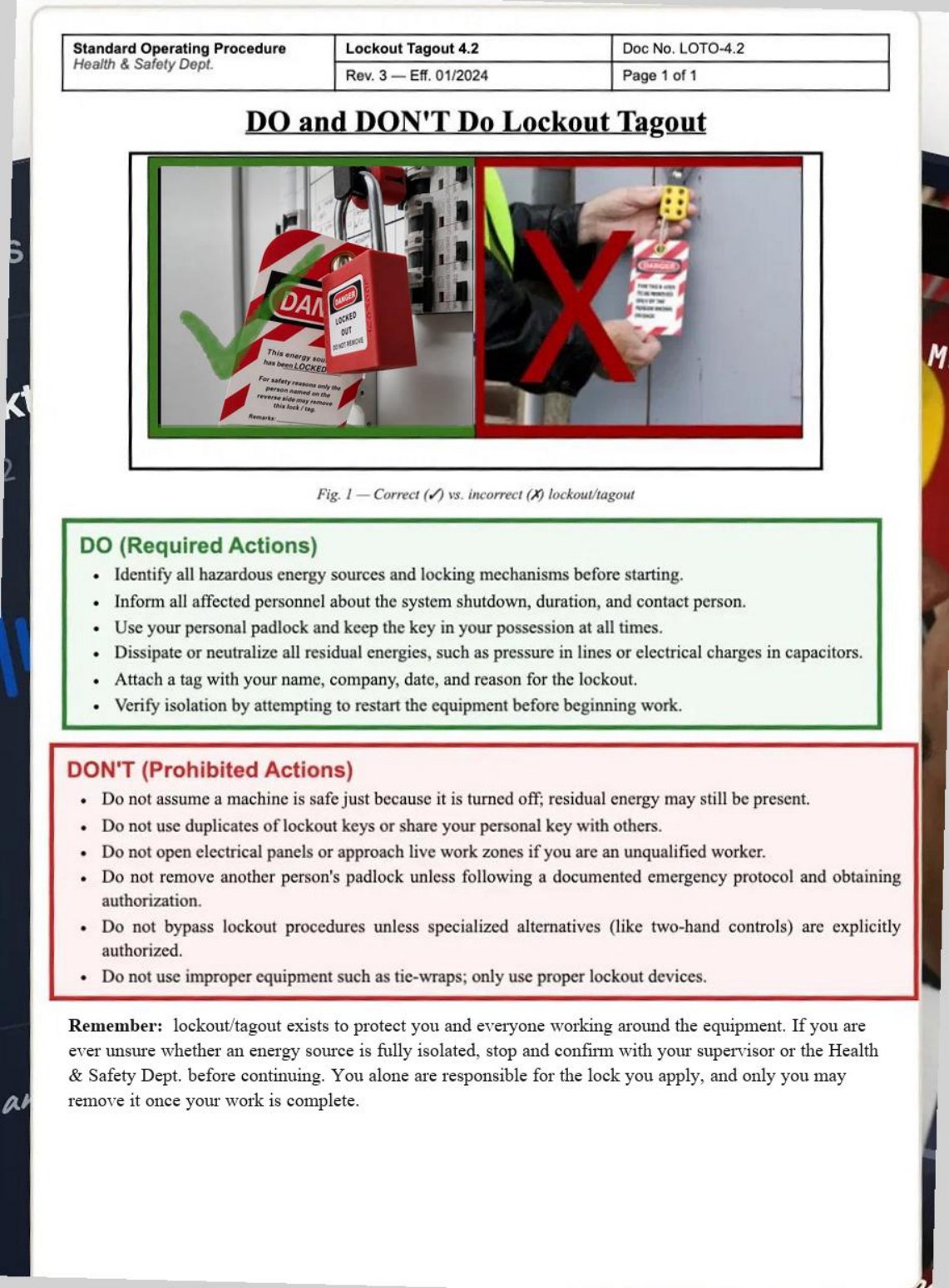 SOP — Lockout / Tagout 4.2