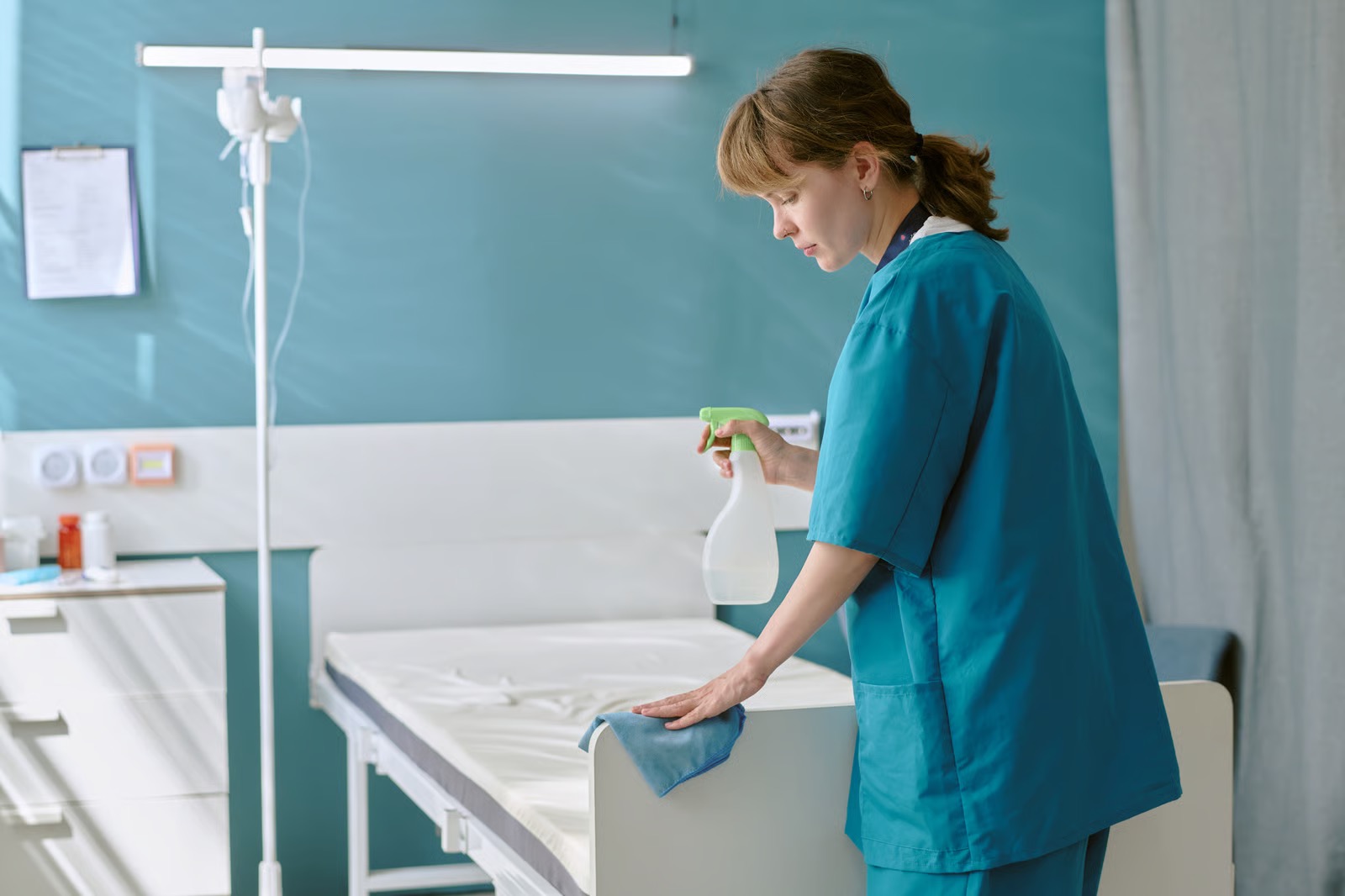 Infection control in each aide's native language, comprehension tracked