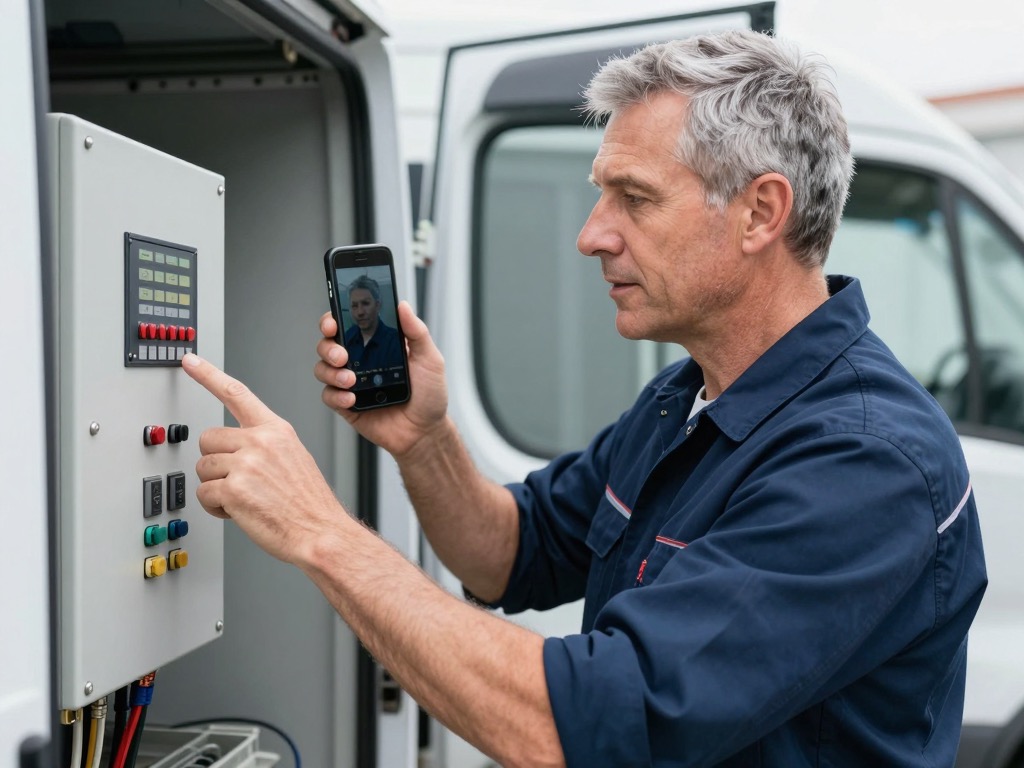 A technician filming a diagnostic walkthrough on a phone